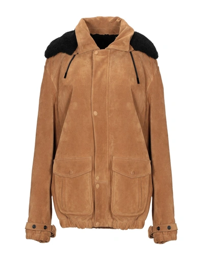 Saint Laurent Leather Jacket In Brown