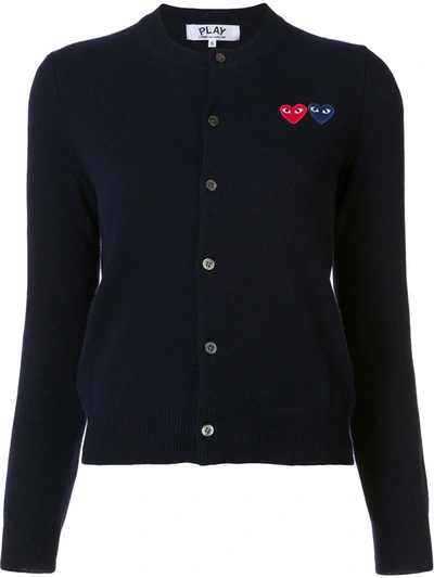 Comme Des Garçons Play Comme Des Garcons Play Double Heart Cardigan In Navy