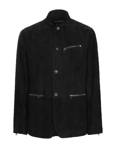 John Varvatos Leather Jacket In Black