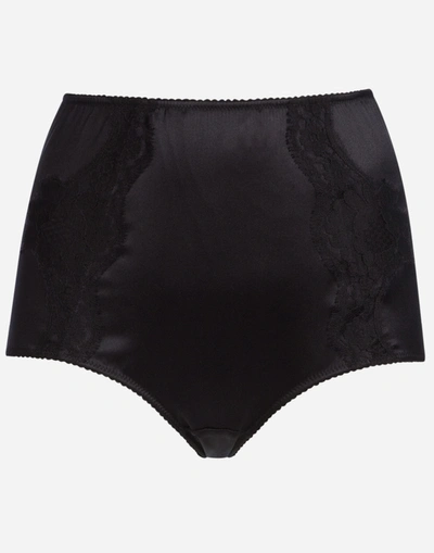 Dolce & Gabbana Culottes In Satin With Lace In Black