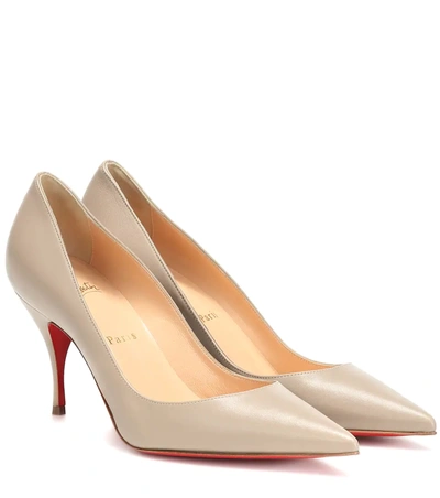 Christian Louboutin Clare 80 Leather Red Sole Pumps In Beige