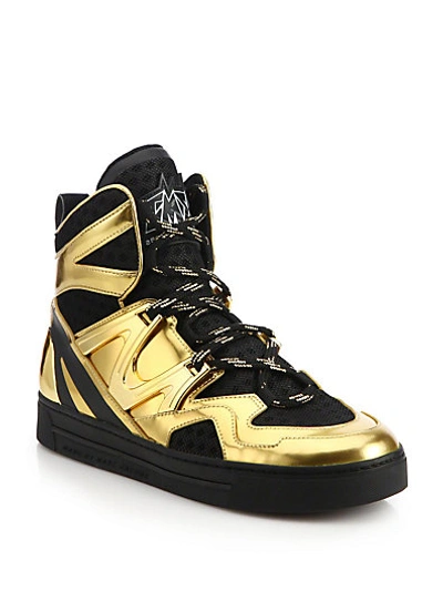 Marc By Marc Jacobs 'ninja' Metallic Leather Mesh High Top Sneakers In  Black-gold | ModeSens