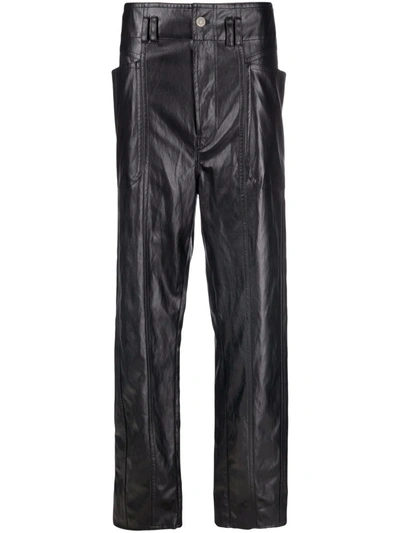Isabel Marant Étoile Tessini Vegan Leather Straight-leg Pants In Black