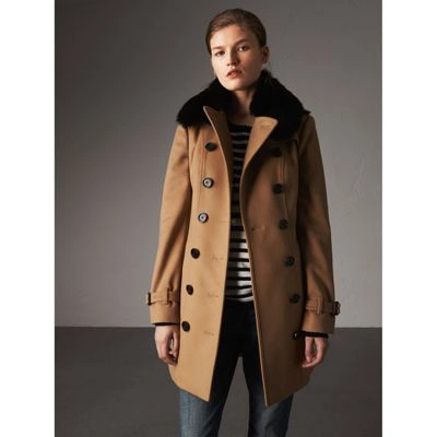 Burberry Wool Cashmere Trench Coat With, Burberry London Camel Cashmere Wool Coat With A Removable Fur Collar