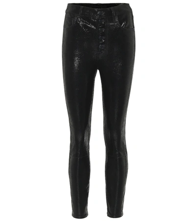 J Brand Lillie Snake-effect Leather Pants In Black