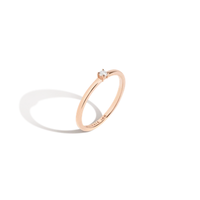 Aurate Medium Diamond Solitaire Ring In Gold/ Pink