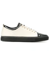 Lanvin Capped-toe Low-top Suede Trainers In Nude & Neutrals