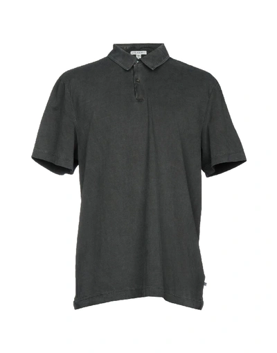 James Perse Polo Shirts In Steel Grey