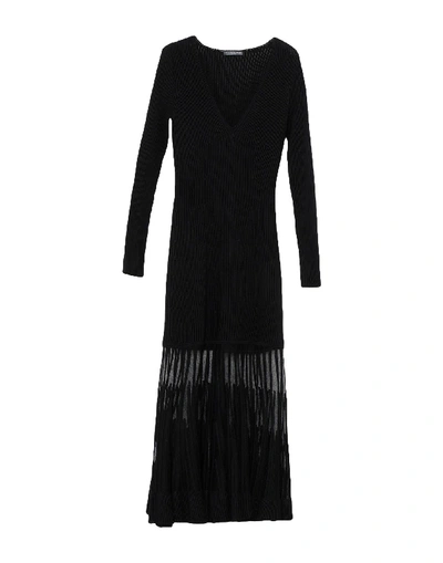 Alexander Mcqueen Woman Midi Dress Black Size Xl Viscose, Polyester, Silk