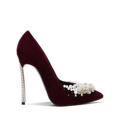 Casadei Embellished Velvet Blade Pumps In Sassicaia