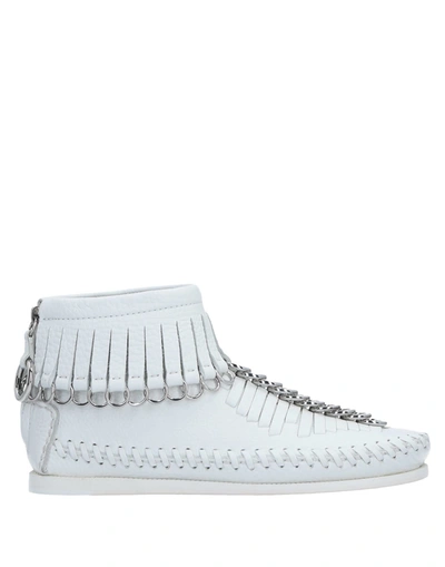 Alexander Wang Fringed Embellished Textured-leather Ankle Boots In White