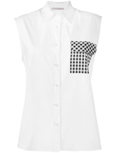 Christopher Kane Gingham Patch Pocket Cotton-poplin Shirt In White
