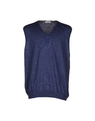 Gran Sasso Sleeveless Sweater In Slate Blue