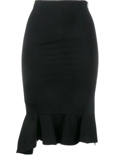 Givenchy Ruffle Hem Pencil Skirt In Black
