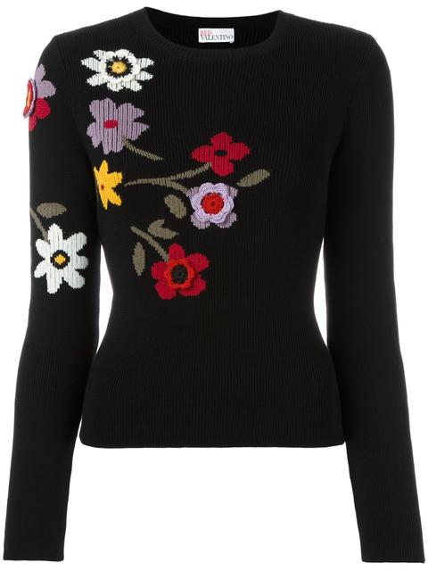Red Valentino Crochet Flower Appliqué Jumper | ModeSens