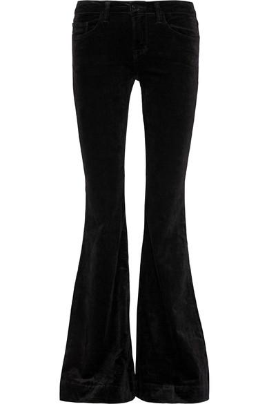 J Brand Bella Stretch-velvet Flared Pants In Black | ModeSens