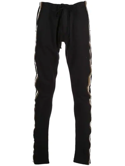 Greg Lauren Striped Sweatpants In Black