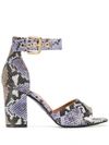 Via Roma 15 Snakeskin Effect Sandals In Purple