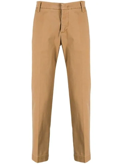 Entre Amis Tailored Chino Trousers In Brown