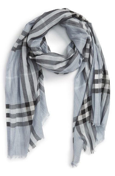 burberry giant check print wool & silk scarf
