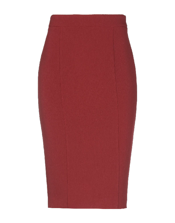 Manila Grace Knee Length Skirt In Brick Red | ModeSens