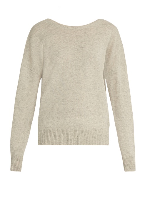 Nili Lotan Jolie V-back Cashmere Sweater In Light-grey | ModeSens