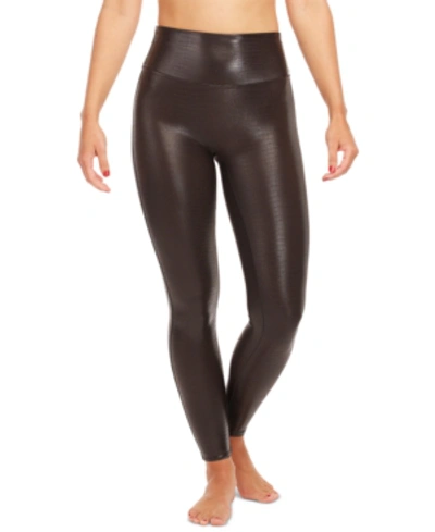 Spanx High-rise Faux-leather Leggings In Wine