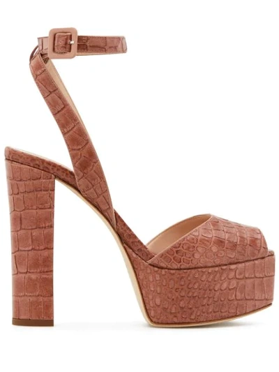 Giuseppe Zanotti Women's Croc-embossed Chunky Platform Sandals In Brown