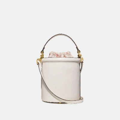 Coach Drawstring Bucket Bag In Black Refined Calf Leather In Chalk/gold