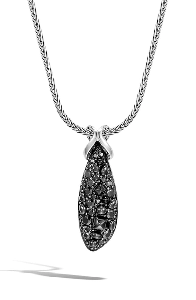 John Hardy Sterling Silver Classic Chain Pull-through Pendant Necklace With Black Sapphire & Black Spinel, 20 In Silver/ Black Sapphire
