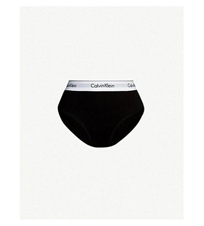 Calvin Klein Plus Modern Cotton Cotton-blend Hipster Briefs In 001 Black
