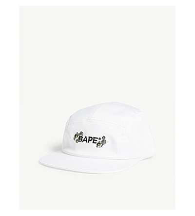 Bape Logo-embroidered Woven Baseball Cap In White