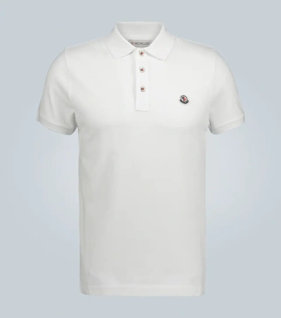 Moncler Logo Patch Jersey Short Sleeve Polo Shirt In White