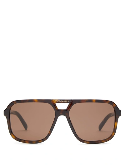 Dolce & Gabbana Angel Square Acetate Sunglasses In Dark Brown