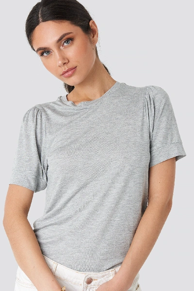 Na-kd Puff Sleeve T-shirt Grey In Grey Marl