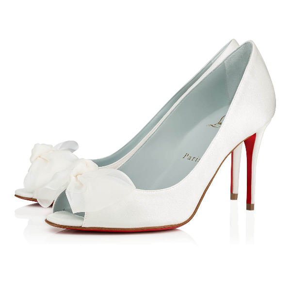 white heels with a bow