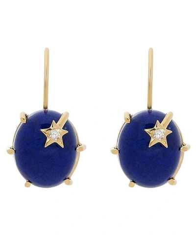 Andrea Fohrman Gold Mini Galaxy Lapis Lazuli Diamond Star Earrings