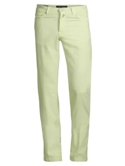 Kiton Men's Straight-fit Textured Five-pocket Trousers In Green
