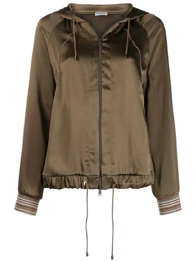 Brunello Cucinelli Hooded Bomber Jacket In Green