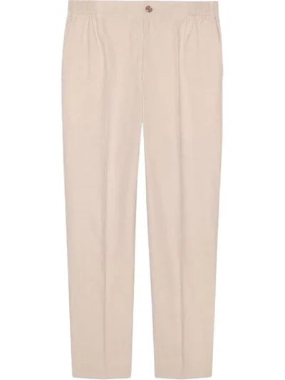 Gucci Cotton Poplin Pant With  Label In White