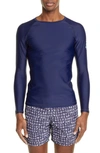 Vilebrequin Takeoff Long-sleeve Turtle-accented Rash Guard Tee In Bleu Marine