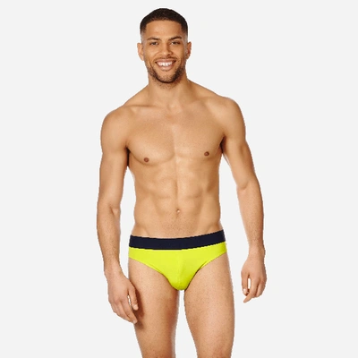 Vilebrequin Men Swim Brief Elastic Belt Solid In Green