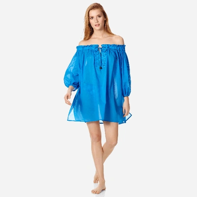 Vilebrequin Women Off-the-shoulder Cotton Voile Dress Solid In Blue