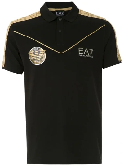 Ea7 Logo Patch Polo Shirt In Black | ModeSens