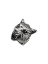 Gucci Anger Forest Wolf Head Ring In Silver