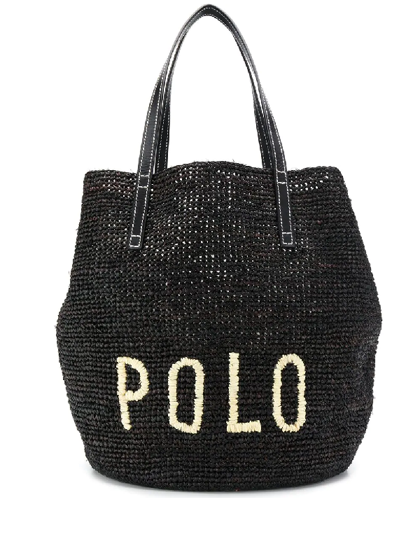 polo raffia large tote bag