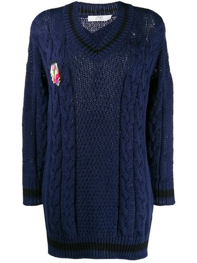 Mr & Mrs Italy Chunky Knit Jumper In Blue
