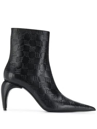 Misbhv Curved Heel Ankle Boots In Black