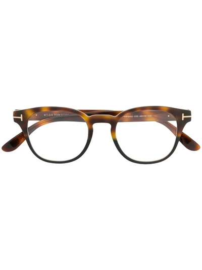 Tom Ford Round Frame Glasses In Brown