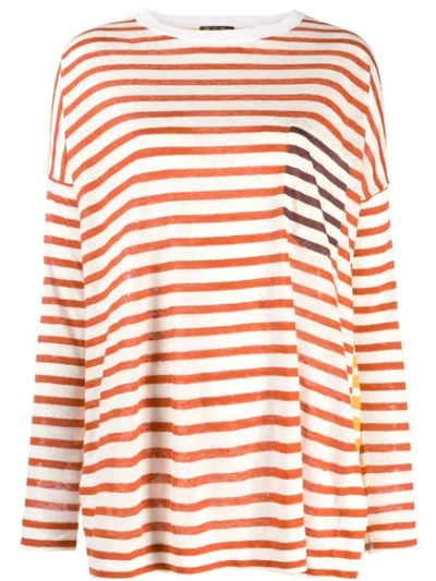 Loro Piana Striped Fine Knit Sweater - Orange